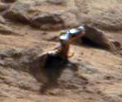Un oggetto metallico spunta dal suolo di Marte