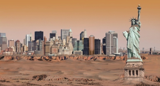 Vista di New York su Marte