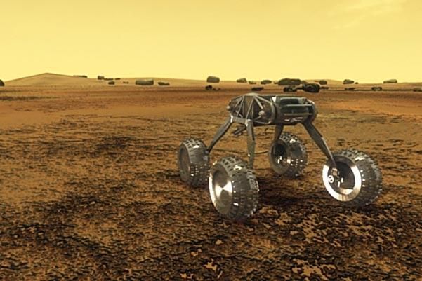 Un rover che potrebbe affrontare il calore intenso di Venere grazie a un dispositivo di raffreddamento Stirling con circuiti elettronici a 200 ° C e radiatore esterno a 500 ° C. Immagine: Geoffrey Landis e Kenneth Mellott dal Glenn Research Center della NASA