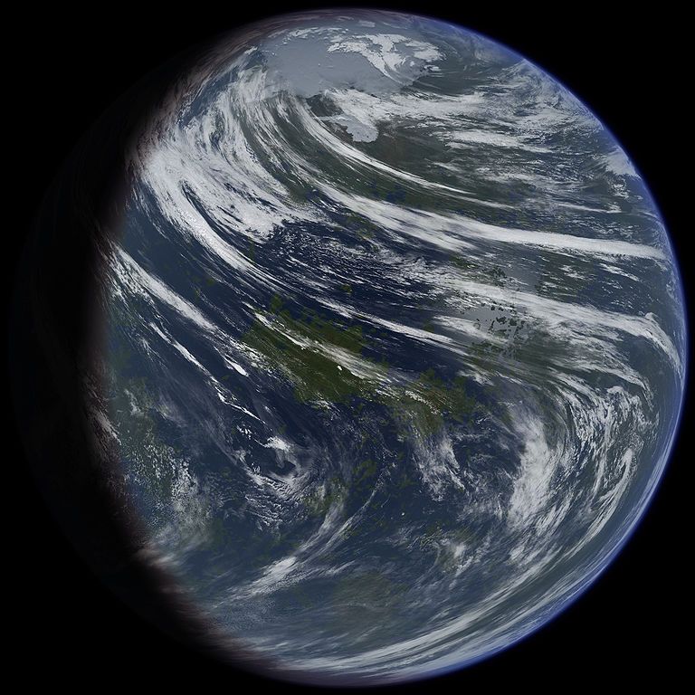 Illustrazione di un ipotetico pianeta Venere terraformato. Immagine tratta da Daein Ballard/Wikimedia Commons.
